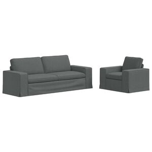 vidaXL Sofa Set 2 stk. Dunkelgrau Stoff