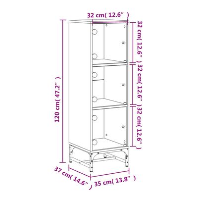 vidaXL Highboard mit Glastüren Braun Eichen-Optik 35x37x120 cm