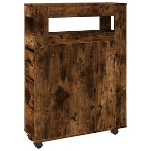 vidaXL Badschrank Schmal mit Rollen R&auml;uchereiche Holzwerkstoff