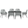 vidaXL Garten Essgruppe mit Kissen 7 pcs Grau Poly-Rattan