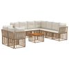 vidaXL Outdoor-Sofagarnitur 10 pcs Nat&uuml;rlich und Cremwei&szlig; Polyester