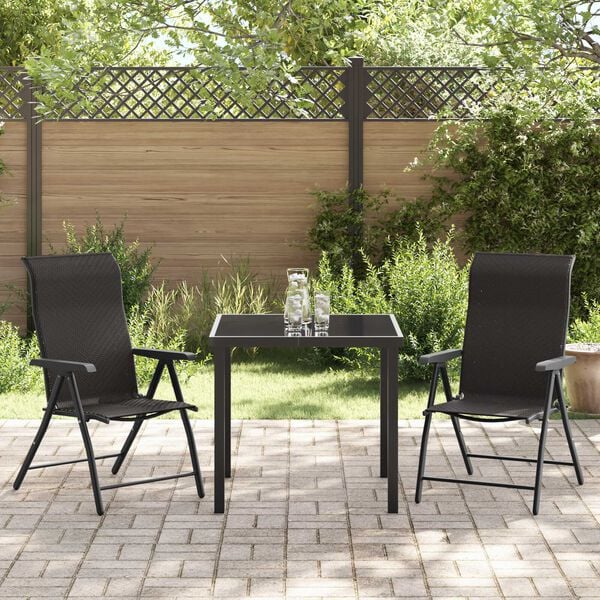 vidaXL Garten Essgruppe 3 pcs Schwarzer Kaffee Poly Rattan