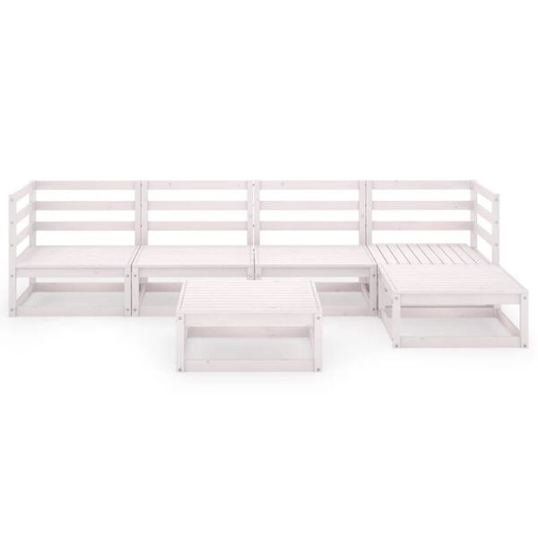 vidaXL 6-tlg. Garten-Lounge-Set Wei&szlig; Massivholz Kiefer