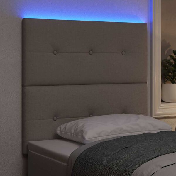 vidaXL LED Kopfteil mit LED-Lichtleisten Taupe 90 cm Polyester