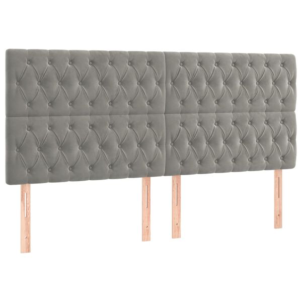 vidaXL Kopfteil Hellgrau 200 x 7 x 118/128 cm Samt