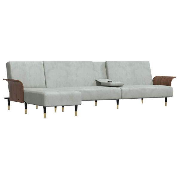 vidaXL Schlafsofa in L-Form Hellgrau 279x140x70 cm Samt