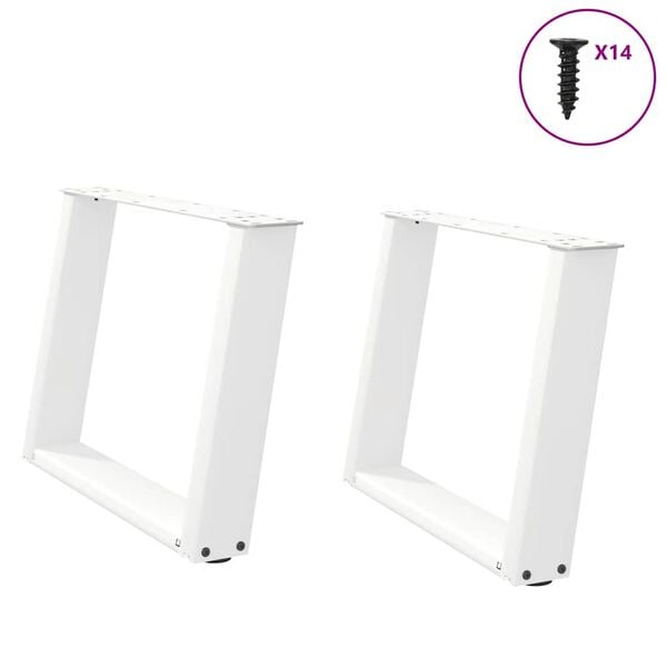 vidaXL Couchtischbeine U-Form 2 Stk. Wei&szlig; 60x(42-43) cm Stahl