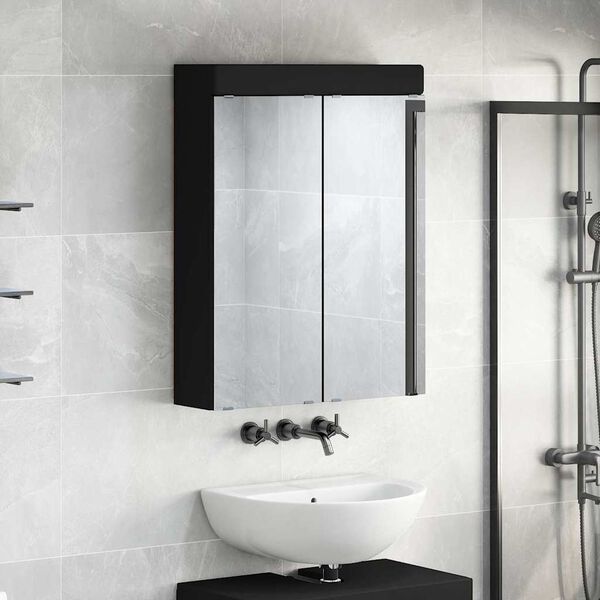 vidaXL Badezimmerspiegelschrank TULUM Schwarz 60 x 16,5 x 78 cm
