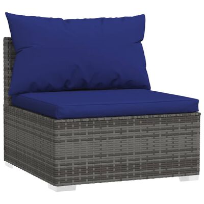 vidaXL 11-tlg. Garten-Lounge-Set mit Kissen Grau Poly Rattan