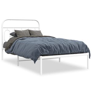 vidaXL Bettgestell mit Kopfteil Metall Wei&szlig; 100x200 cm