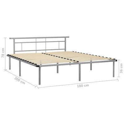 vidaXL Bettgestell Grau Metall 180x200 cm