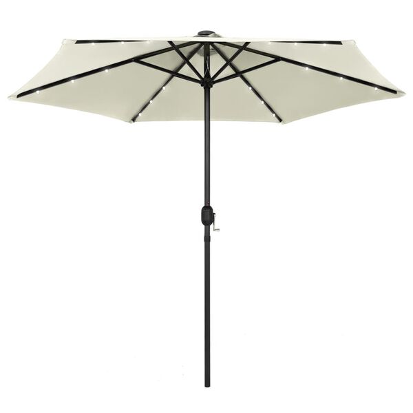 vidaXL Sonnenschirm mit LED-Beleuchtung und Alu-Mast 270 cm Sandwei&szlig;