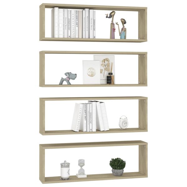 vidaXL W&uuml;rfelregale 4 Stk. Sonoma-Eiche 80x15x26,5 cm Holzwerkstoff