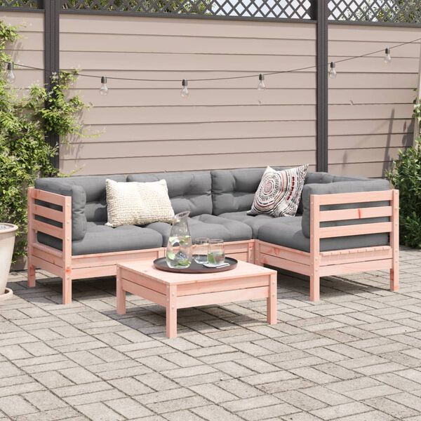 vidaXL 5-tlg. Garten-Sofagarnitur mit Kissen Massivholz Douglasie