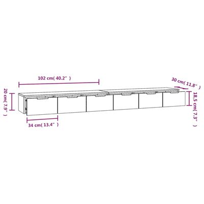 vidaXL Wandschränke 2 Stk. Schwarz 102x30x20 cm Holzwerkstoff