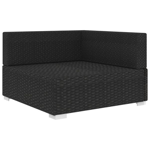 vidaXL Modular-Sofa-Eckteil 1 Stk. + Auflagen Poly Rattan Schwarz