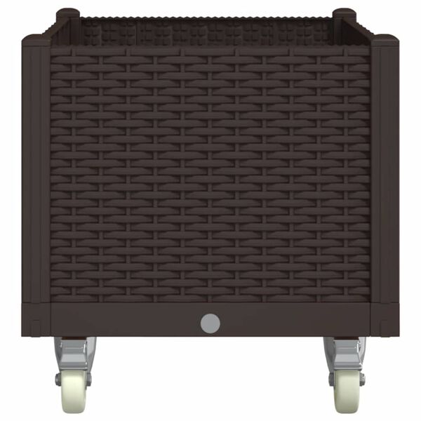 vidaXL Pflanzkasten mit Rollen Braun 80x50x54 cm PP