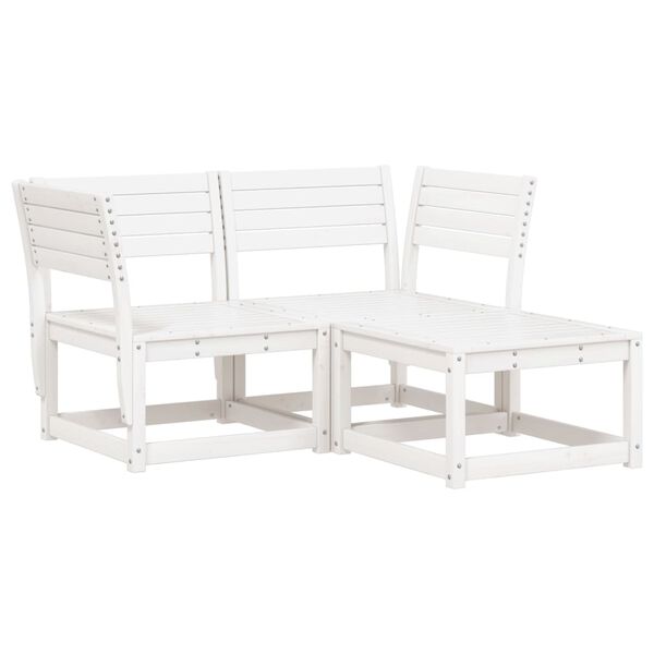 vidaXL 3-tlg. Garten-Sofagarnitur Wei&szlig; Massivholz Kiefer