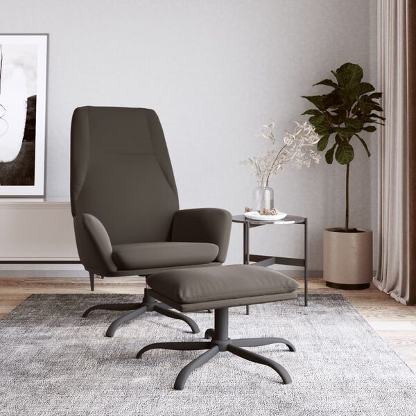 vidaXL Relaxsessel mit Hocker Dunkelgrau Mikrofasergewebe