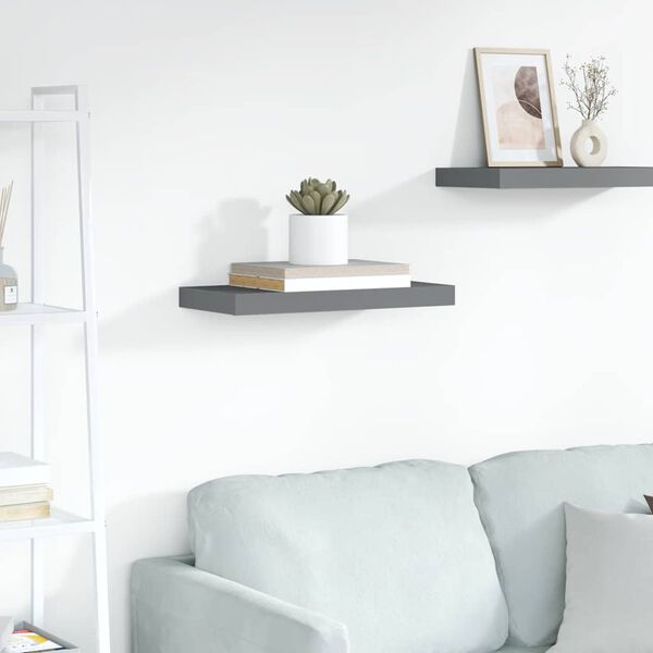 vidaXL Schweberegal Hochglanz-Grau 50x23x3,8 cm MDF