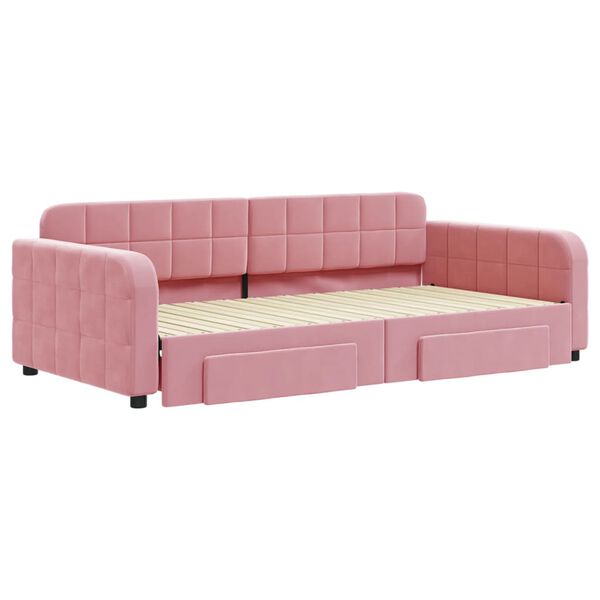 vidaXL Tagesbett Ausziehbar mit Schubladen Rosa 100x200 cm Samt