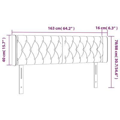 vidaXL LED Kopfteil Dunkelgrau 163x16x78/88 cm Stoff