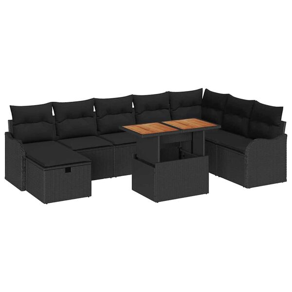 vidaXL Garten-Sofa-Set 9 pcs Schwarz Poly-Rattan