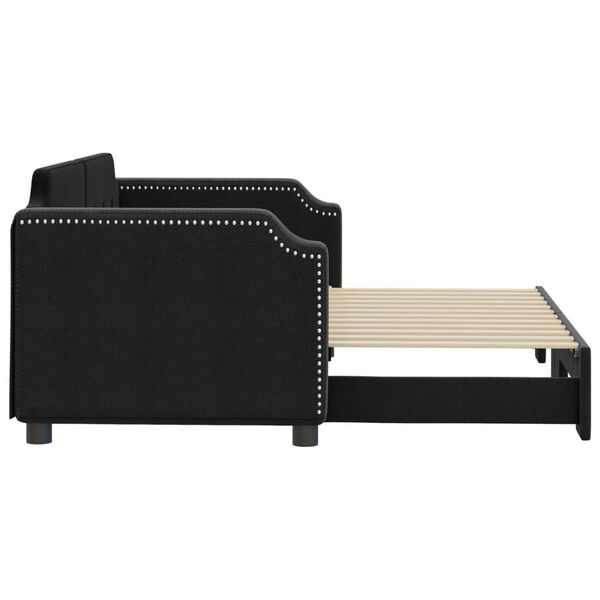 vidaXL Tagesbett Ausziehbar Schwarz 80x200 cm Stoff