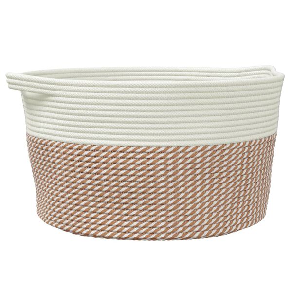 vidaXL Aufbewahrungskorb Braun und Wei&szlig; &Oslash;40x25 cm Baumwolle