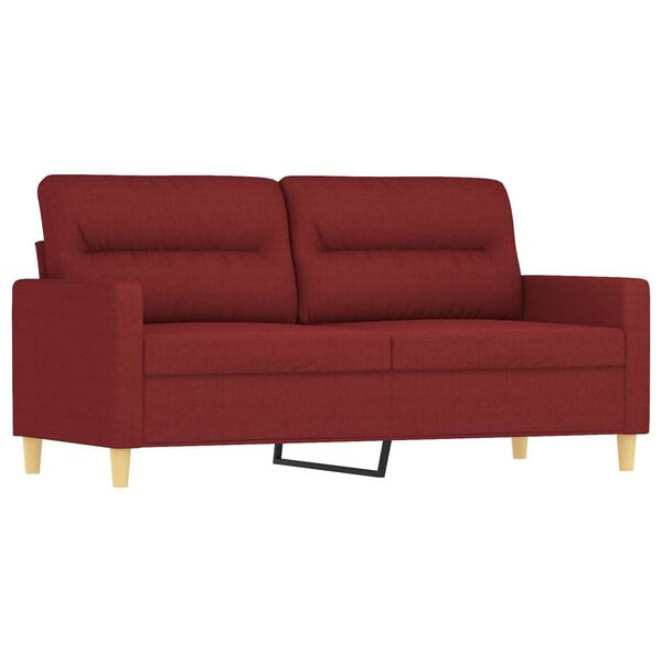 vidaXL 3-tlg. Sofagarnitur mit Kissen Weinrot Stoff