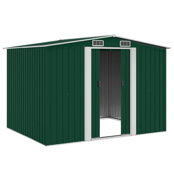 vidaXL Gartenschuppen Gr&uuml;n Metall 257 x 205 x 178 cm