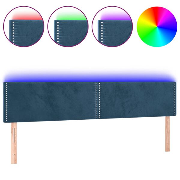 vidaXL LED Kopfteil Dunkelblau 160x5x78/88 cm Samt