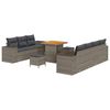 vidaXL Gartensofa-set mit Kissen mit Speicher 10 pcs Grau Poly Rattan