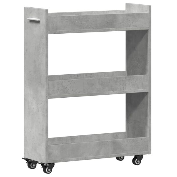 vidaXL Schrank mit Rollen Betongrau 60x22x79 cm Holzwerkstoff