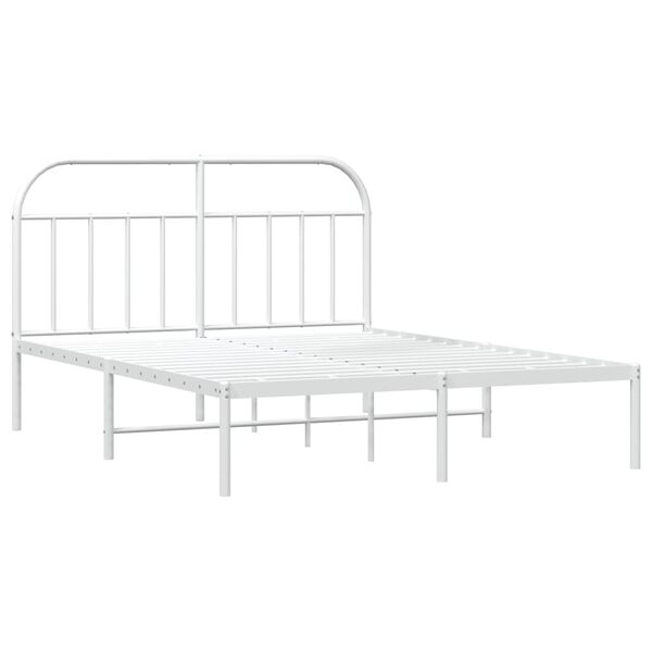 vidaXL Bettgestell mit Kopfteil Metall Wei&szlig; 140x190 cm
