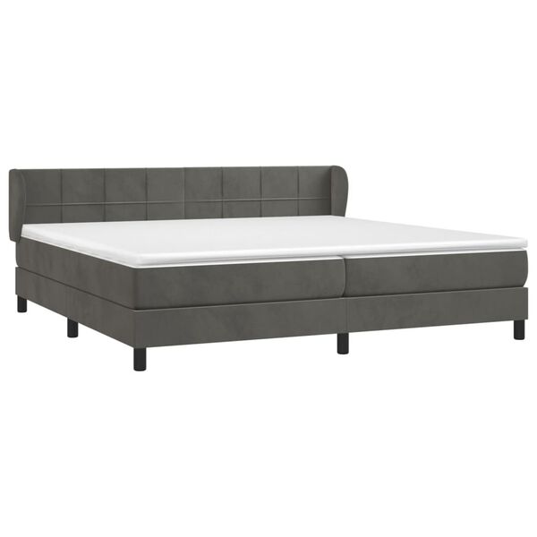 vidaXL Boxspringbett mit Matratze Dunkelgrau 200x200 cm Samt