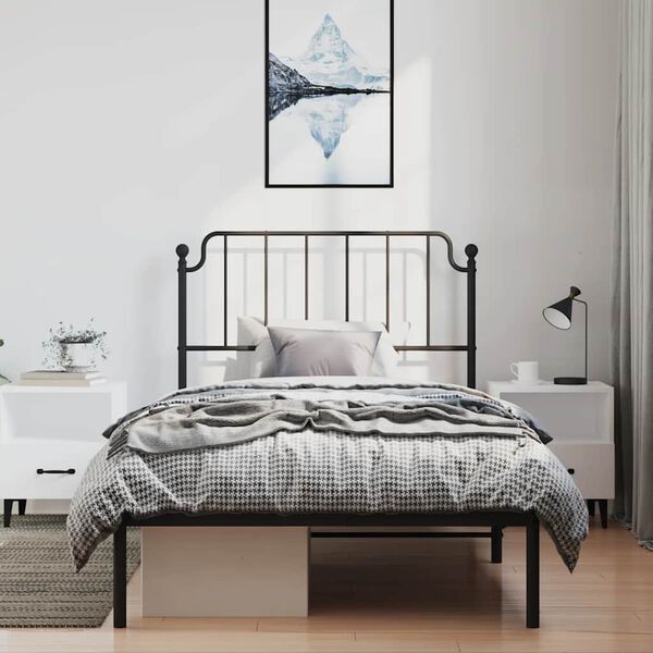 vidaXL Bettgestell mit Kopfteil Metall Schwarz 100x200 cm