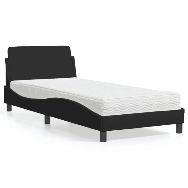 vidaXL Bett mit Matratze "Dover" Schwarz 80x200 cm Stoff