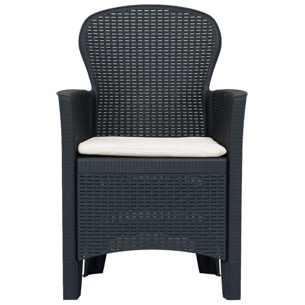 vidaXL 5-tlg. Garten-Essgruppe Kunststoff Rattan Anthrazit