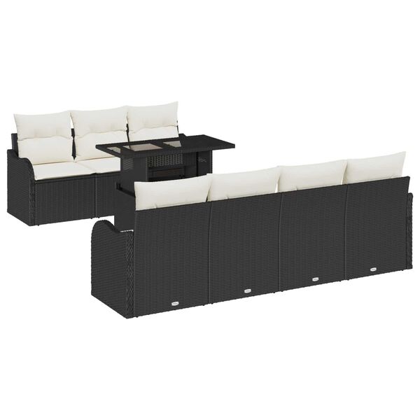 vidaXL Gartensofa-set mit Kissen mit Kissen 8 pcs Schwarz Poly Rattan