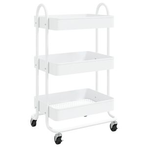 vidaXL 3-Etagen-Wagen Wei&szlig; 43x34x79 cm Stahl