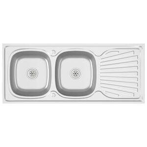 vidaXL Doppelsp&uuml;le Silbern 1200x500x155 mm Edelstahl