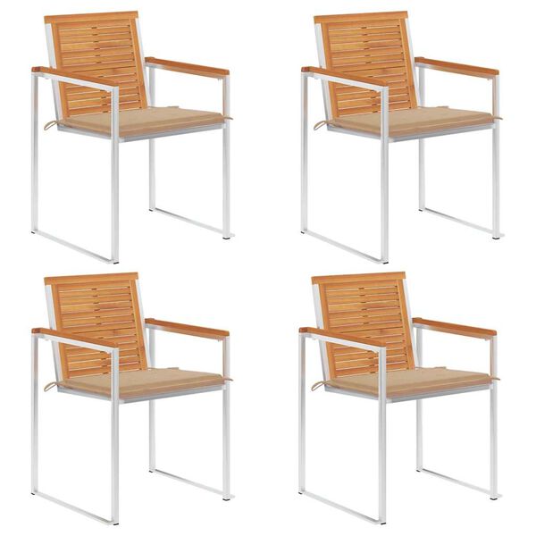 vidaXL Gartenstühle 4 Stk. mit Kissen Massivholz Akazie