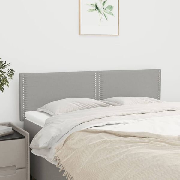 vidaXL Kopfteile 2 Stk. Hellgrau 72x5x78/88 cm Stoff