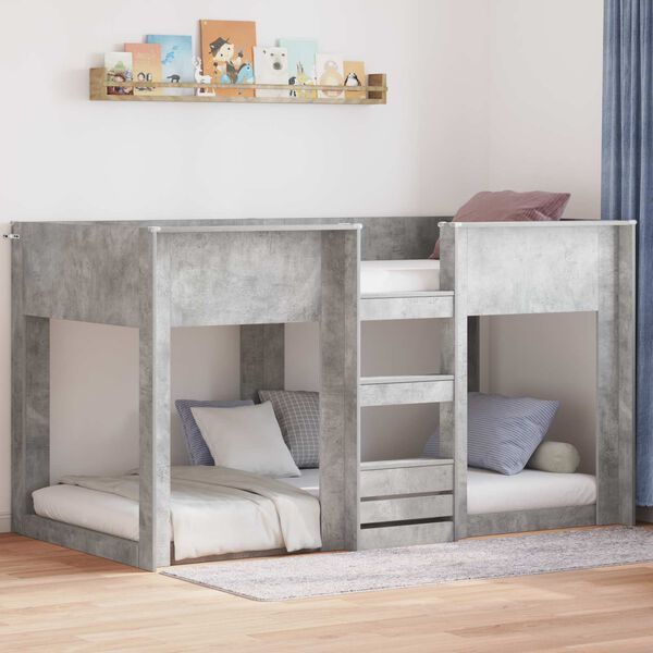 vidaXL Etagenbett f&uuml;r Kinder Beton Grau 80 x 200 cm Holzwerkstoff