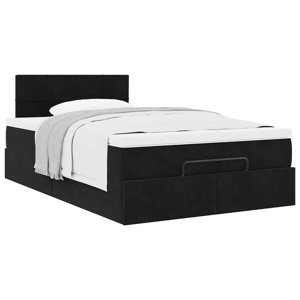 vidaXL Ottoman-Bett mit Matratze Schwarz 120x200 cm Samt