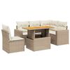 vidaXL 6-tlg. Garten-Sofagarnitur mit Kissen Beige Poly Rattan