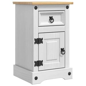 vidaXL Nachttisch Corona Wei&szlig; 35 x 32,5 x 58 cm Massives Kiefernholz