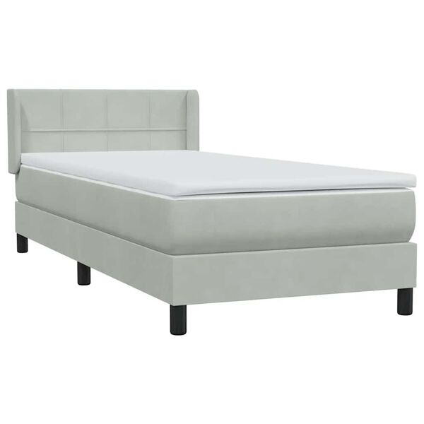 vidaXL Boxspringbett mit Matratze Hellgrau 80x210 cm Samt