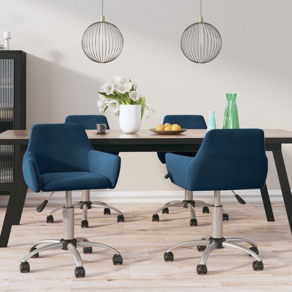 vidaXL Esszimmerst&uuml;hle 4 Stk. Drehbar Blau Samt